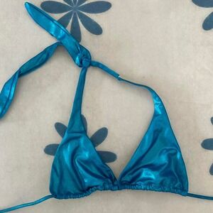 Y2K 2008 Victoria's Secret blue metallic halter style top